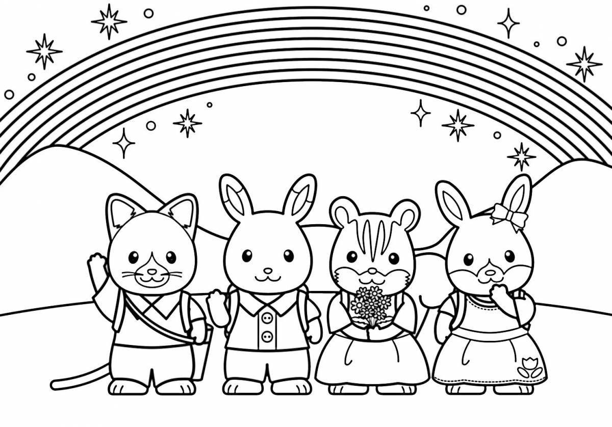 Фото Раскраска забавная семья кроликов