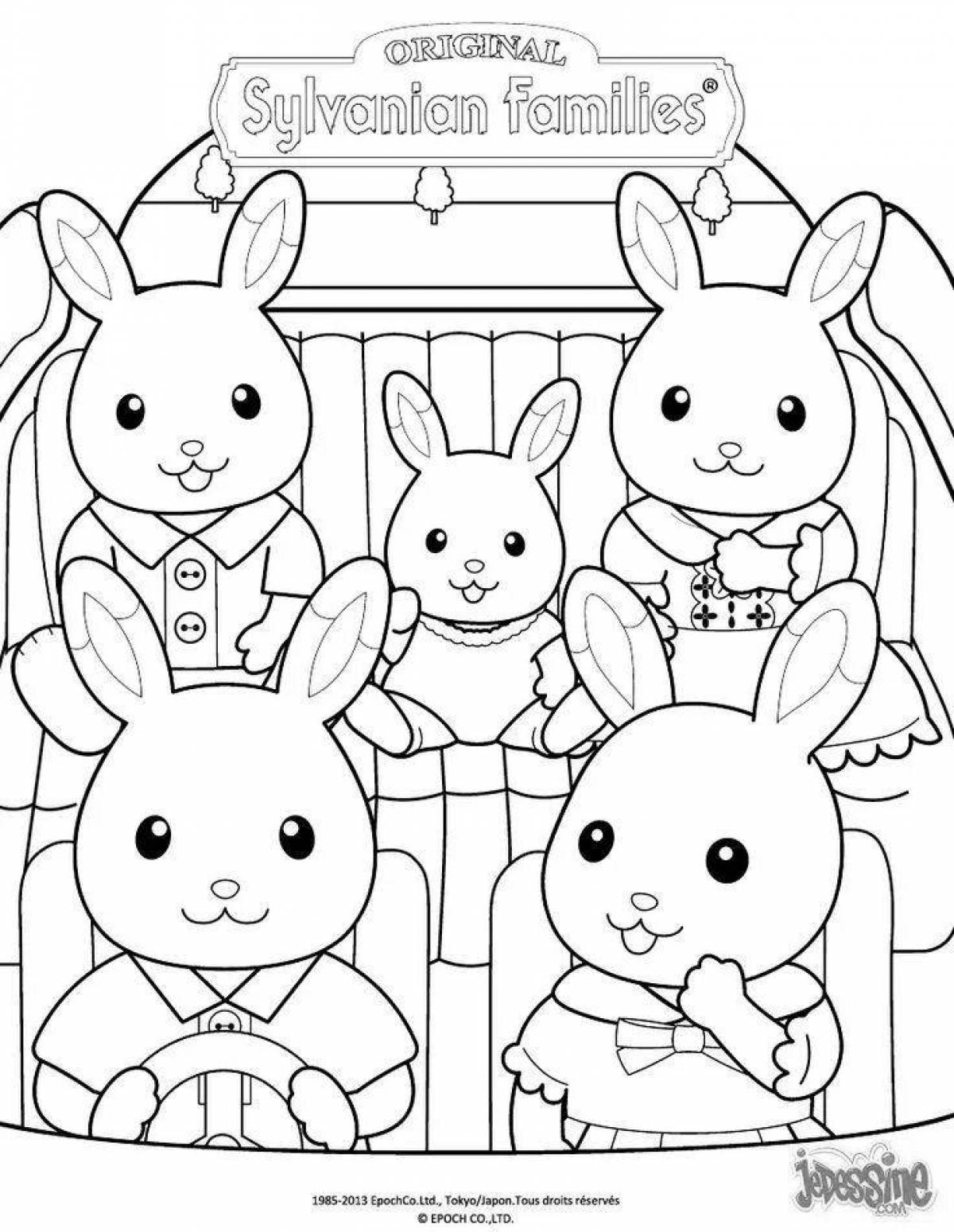 Фото Раскраска блаженная семья кроликов