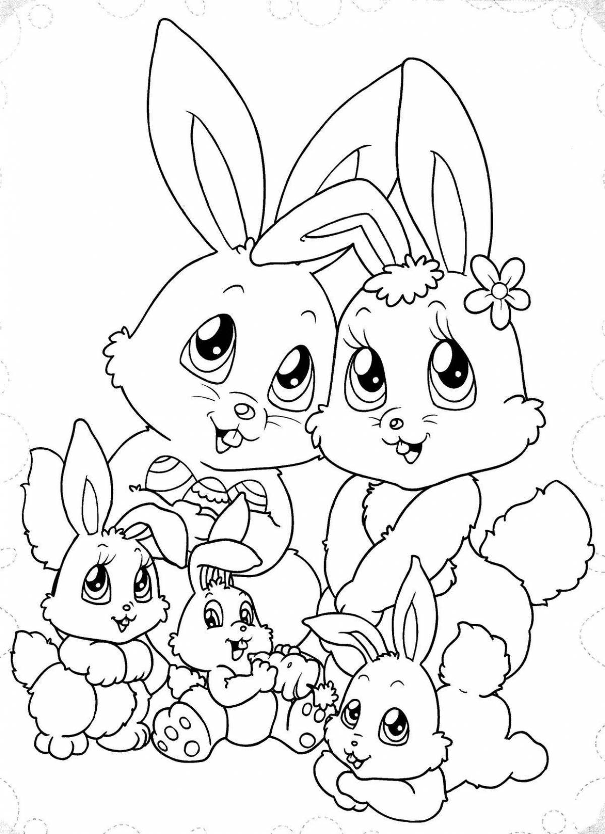 Фото Страница раскраски wiggly bunny family