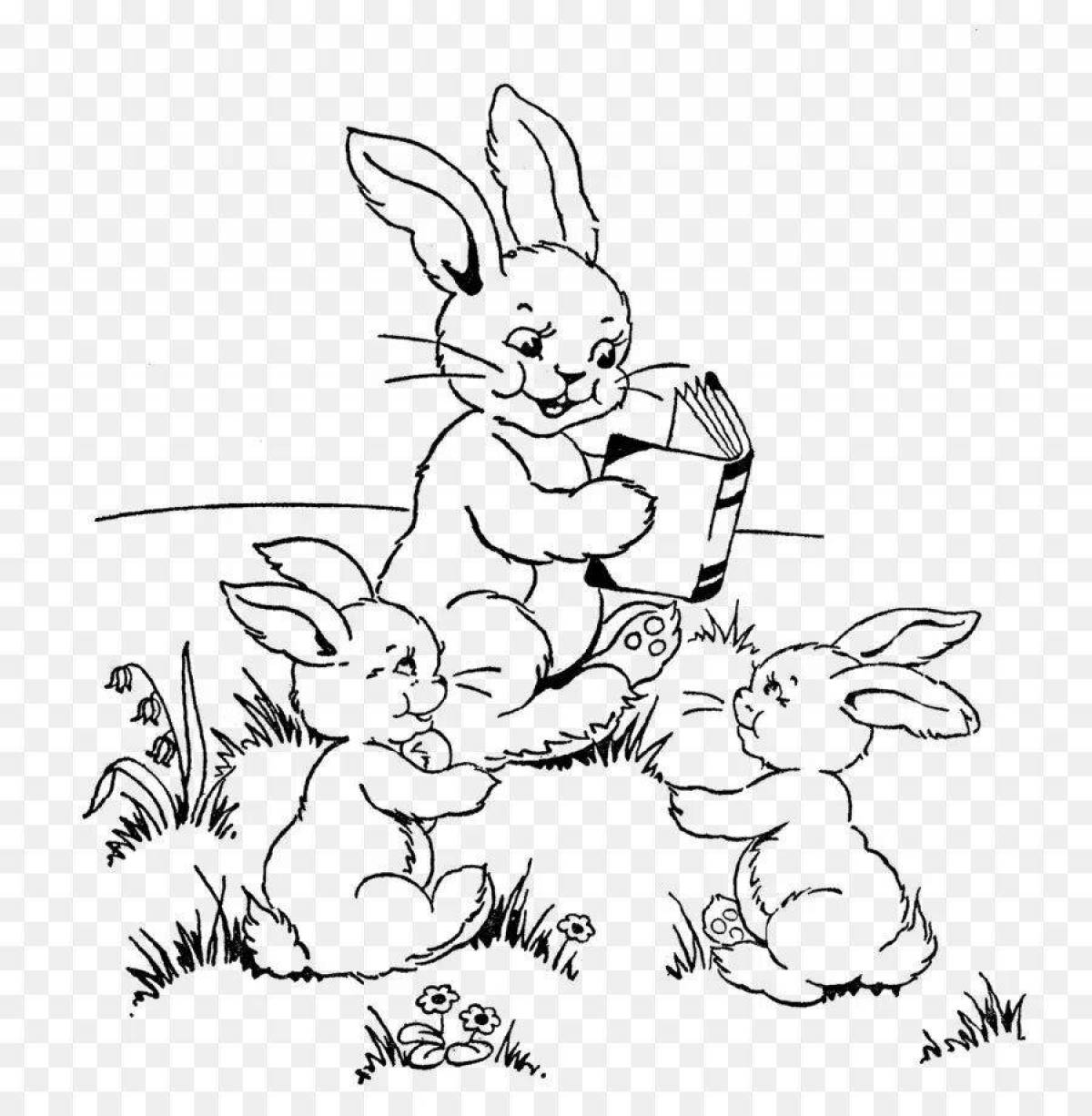 Фото Раскраска семья мерцающих кроликов