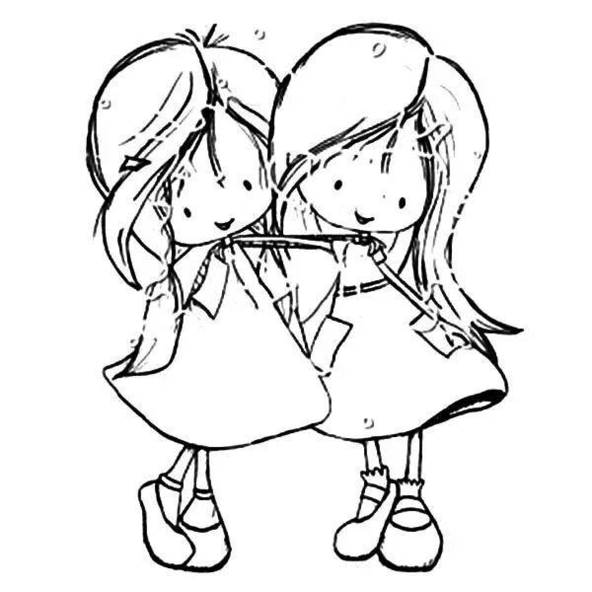 Фото Хихикающая раскраска две девочки