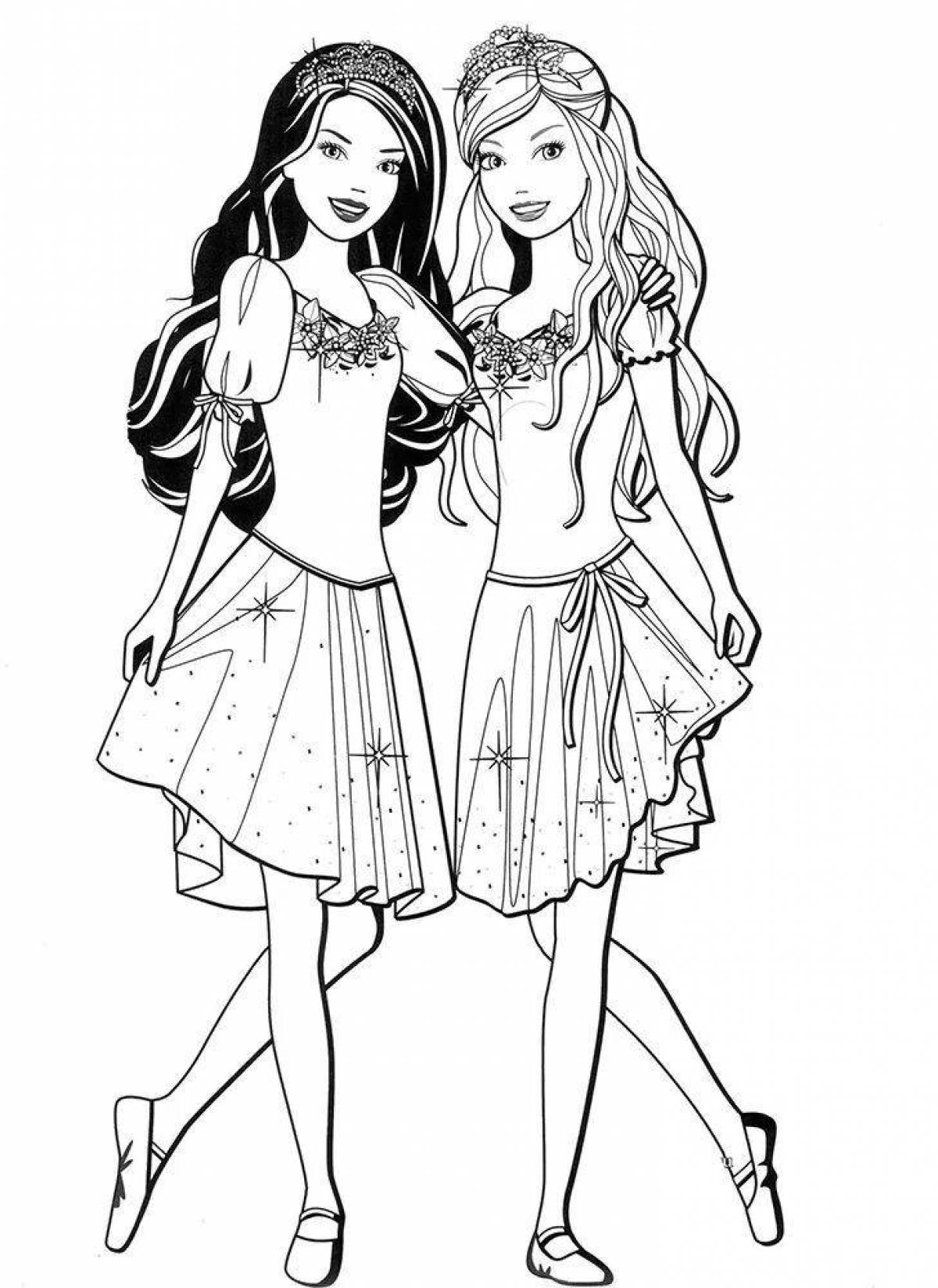 Фото Восхищенная раскраска две девочки