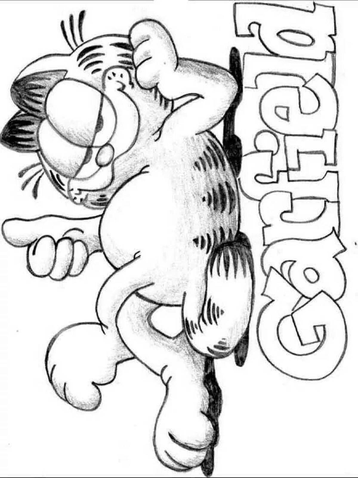 Colorful garfield cat coloring page