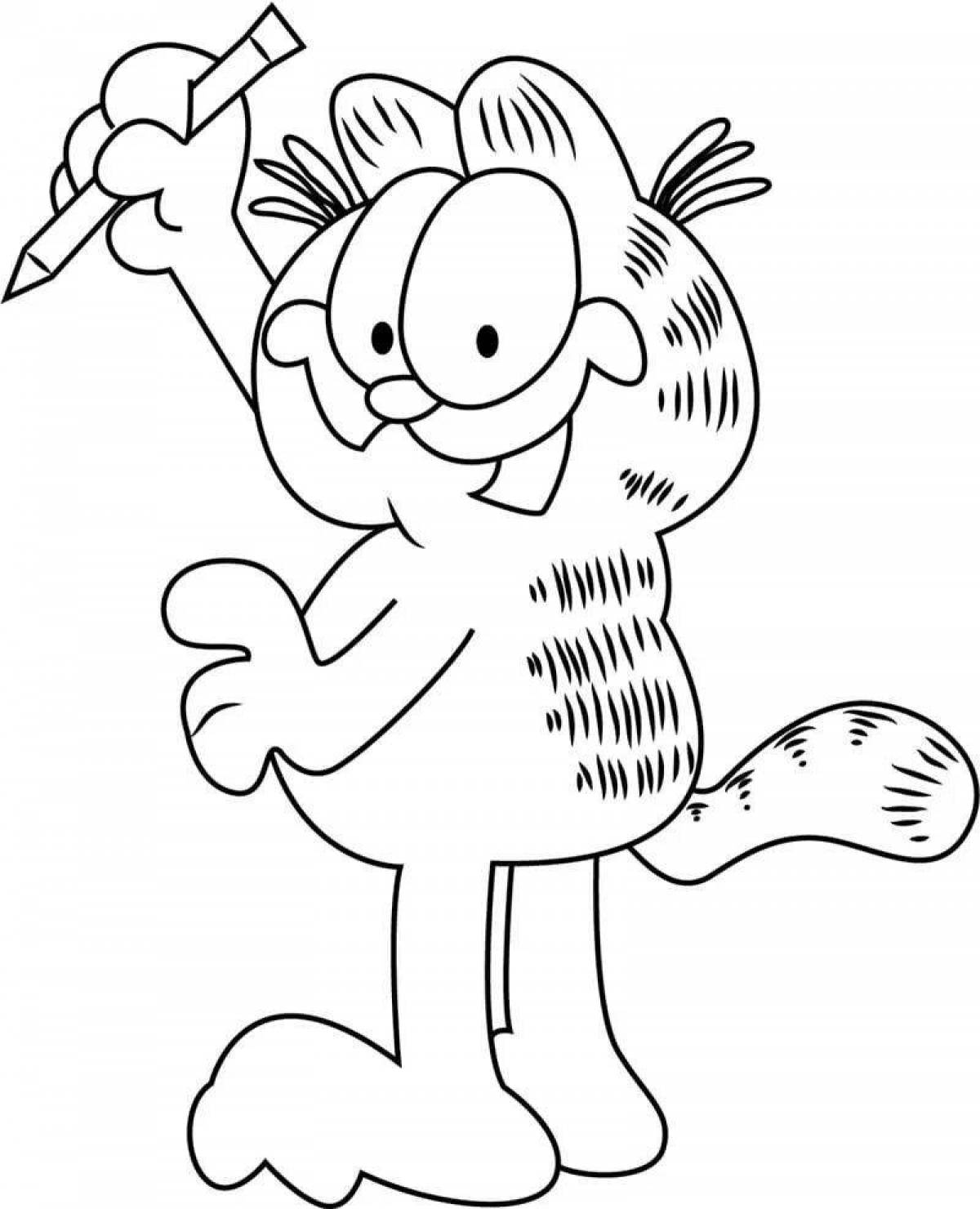 Adorable Garfield Cat Coloring Page