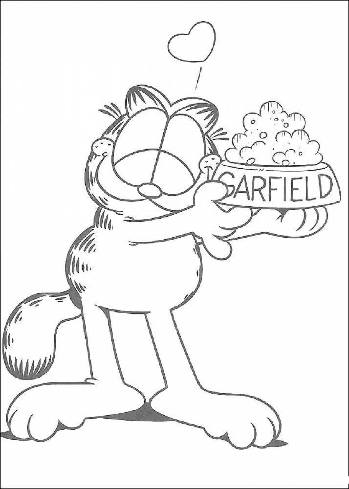Анимированная страница раскраски кота гарфилда