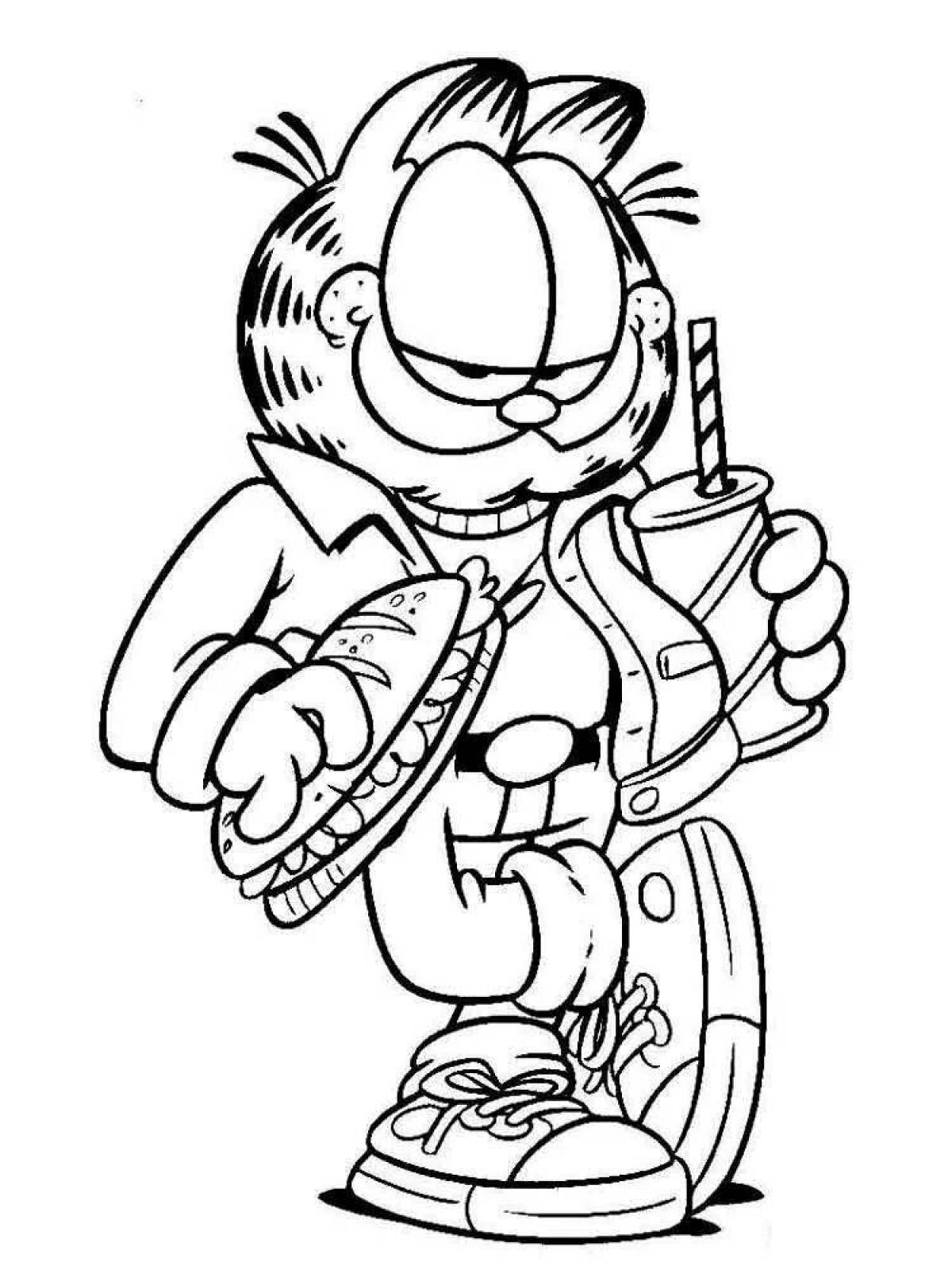 Attractive garfield cat coloring page