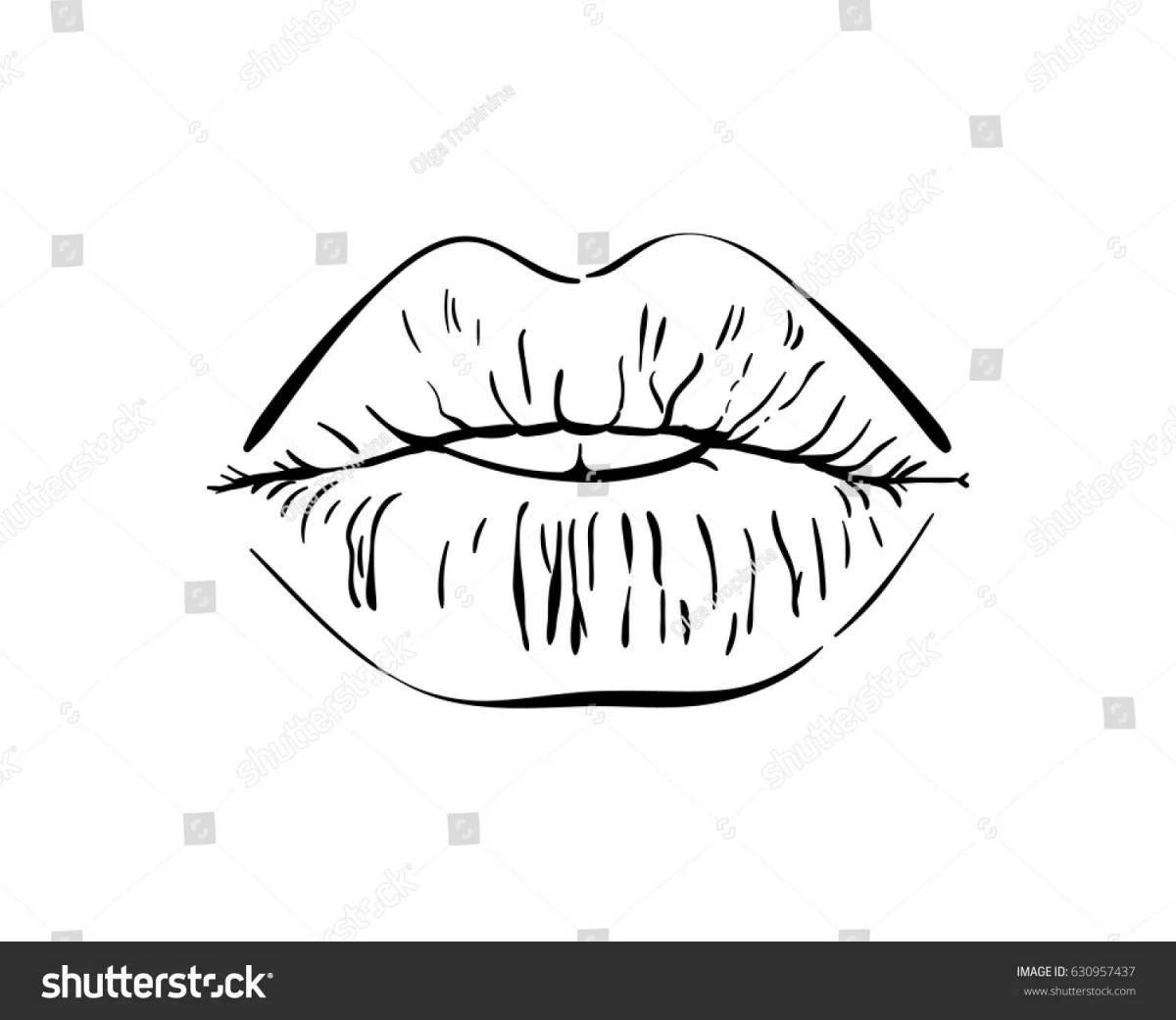 Фото Раскраска стильные поцелуи губ