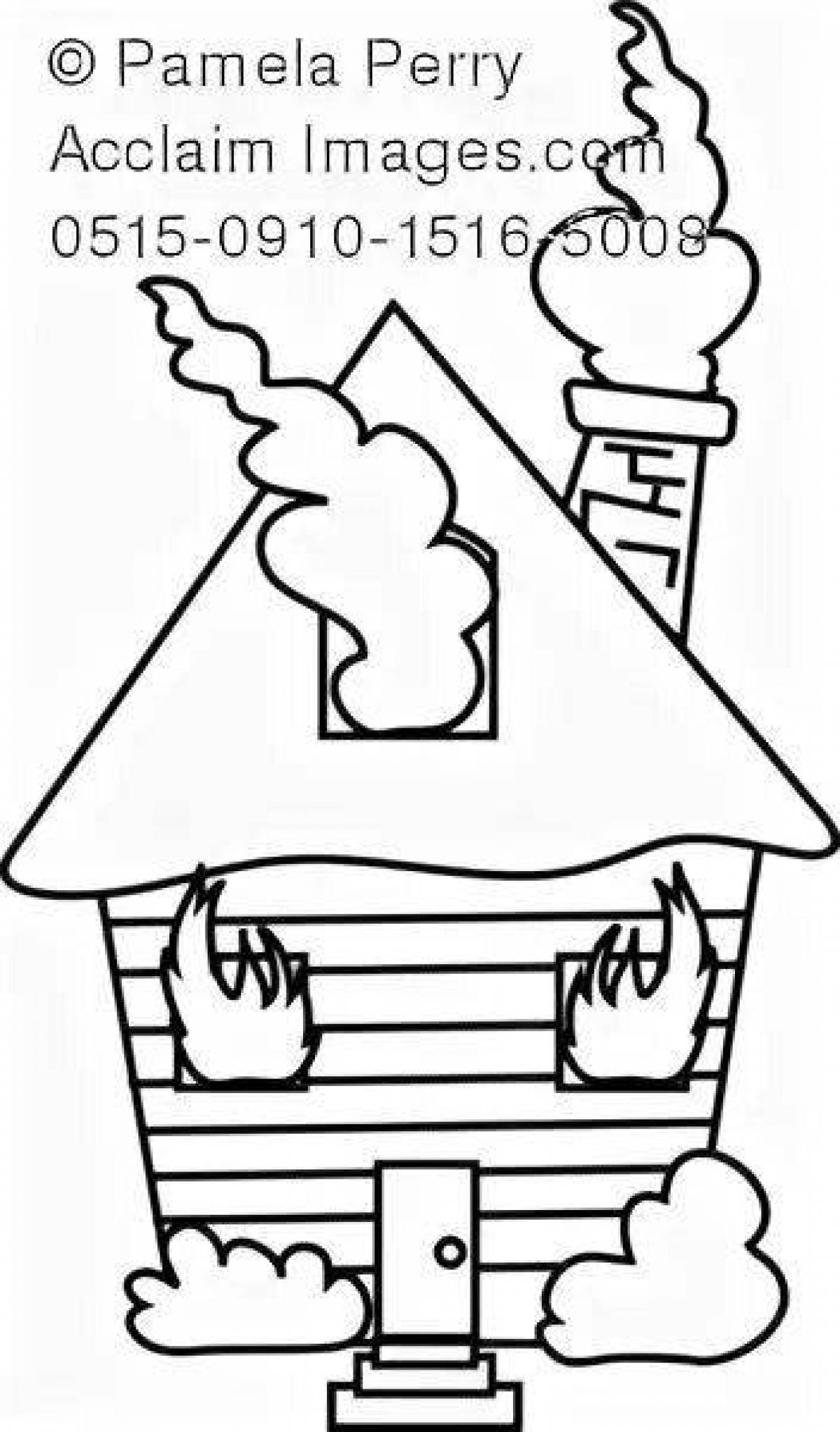 Intense burning house coloring page