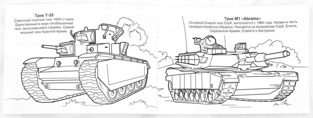 Фото Красочная страница раскраски советских танков