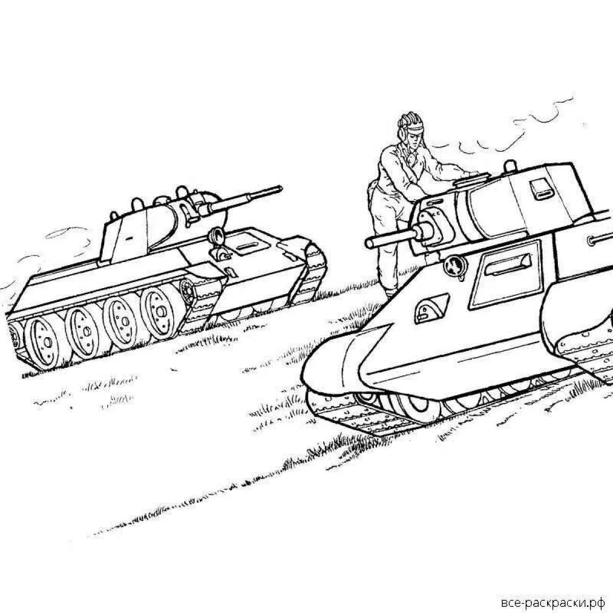 Фото Раскраска советский танк-орнамент