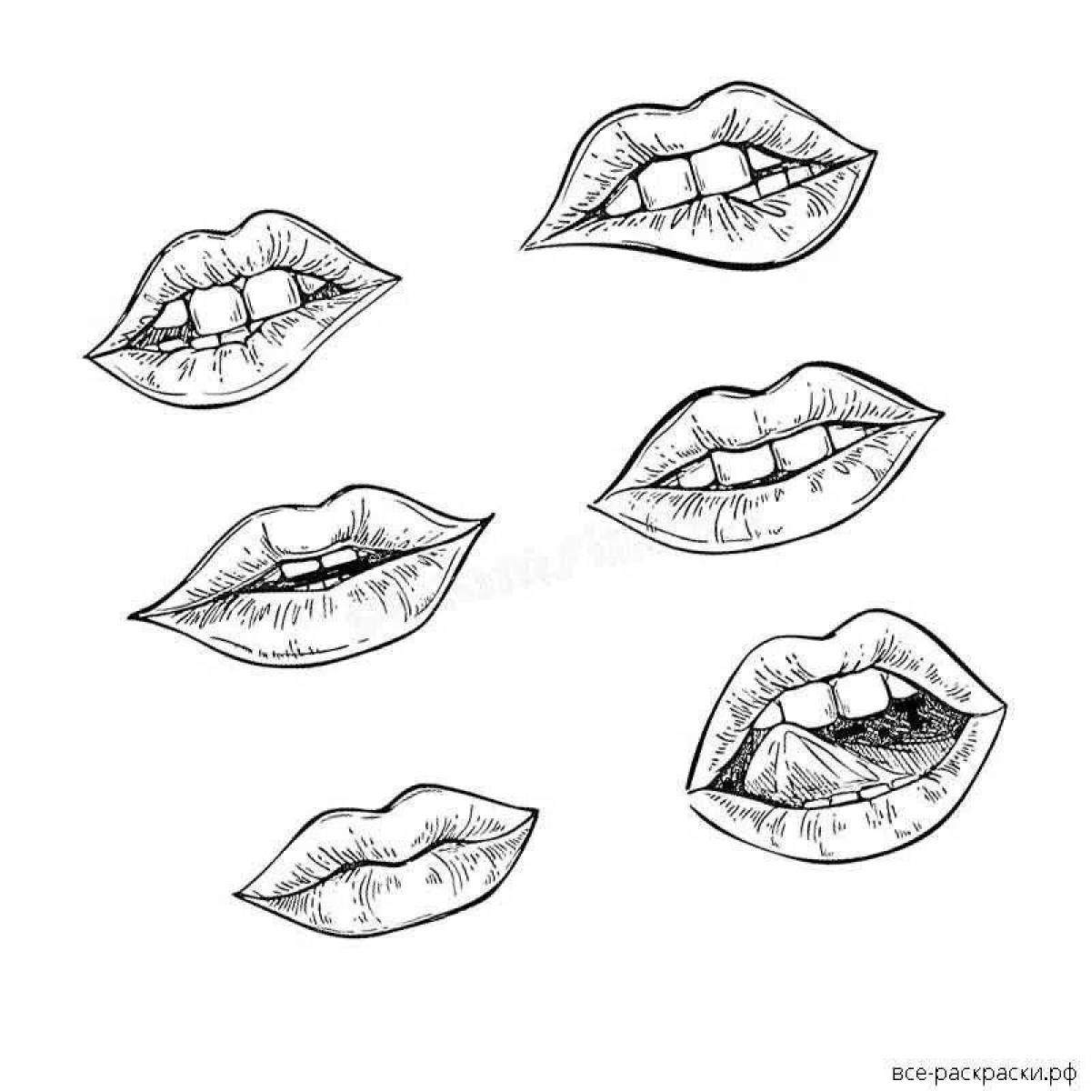 Фото Красочная страница раскраски губ девушки