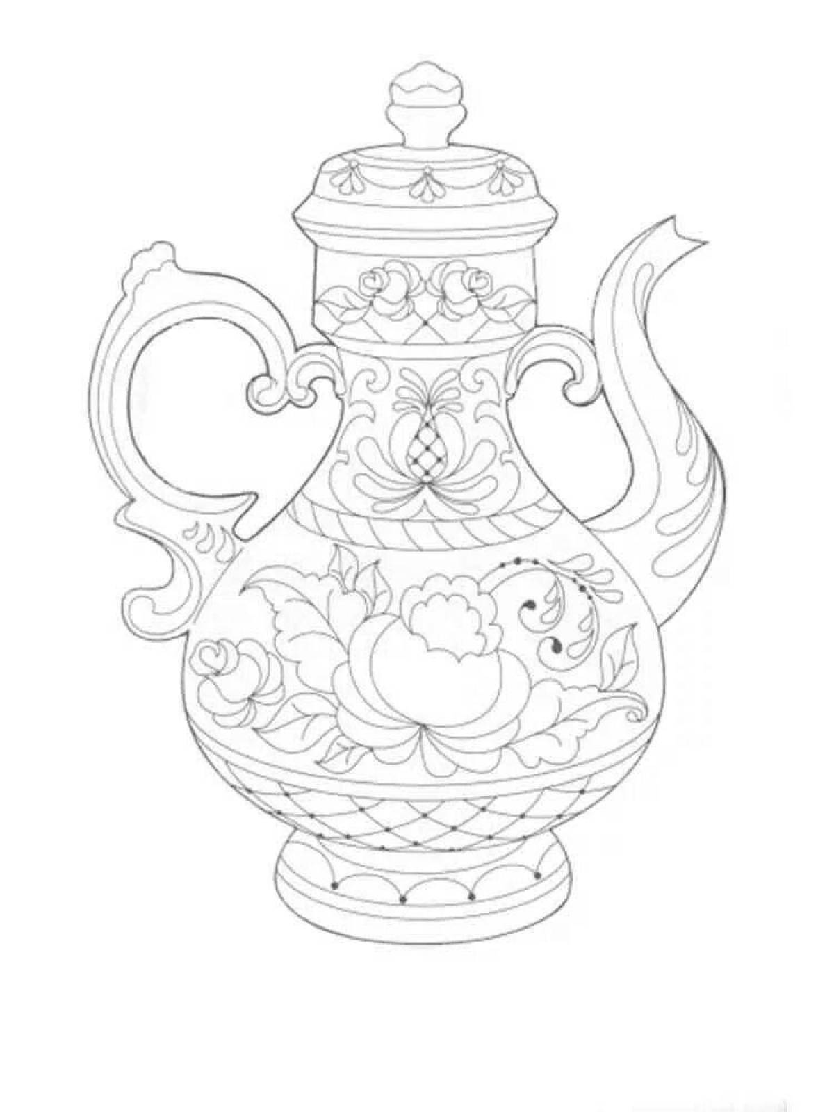 Coloring page graceful Gzhel vase