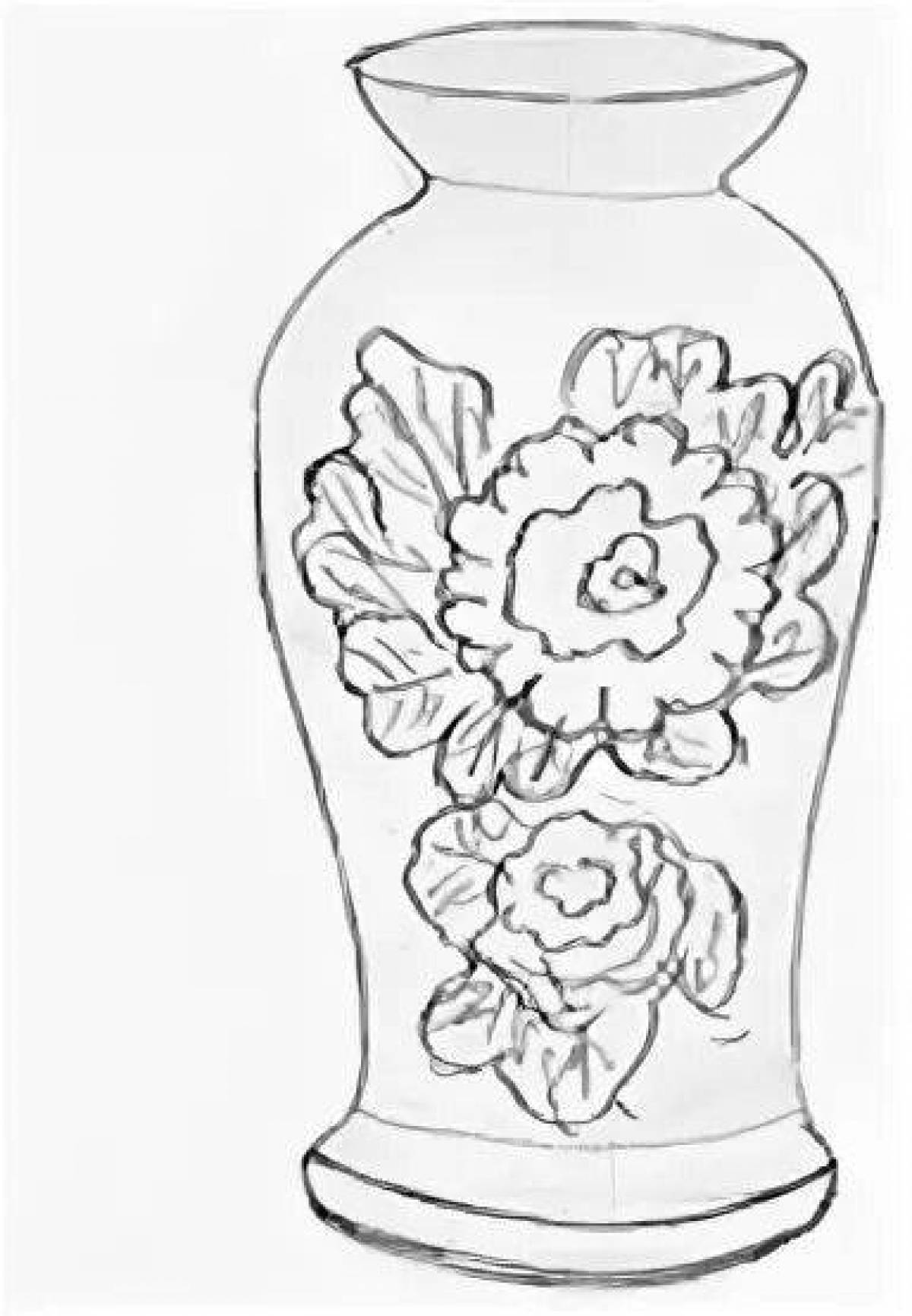 Coloring page charming Gzhel vase