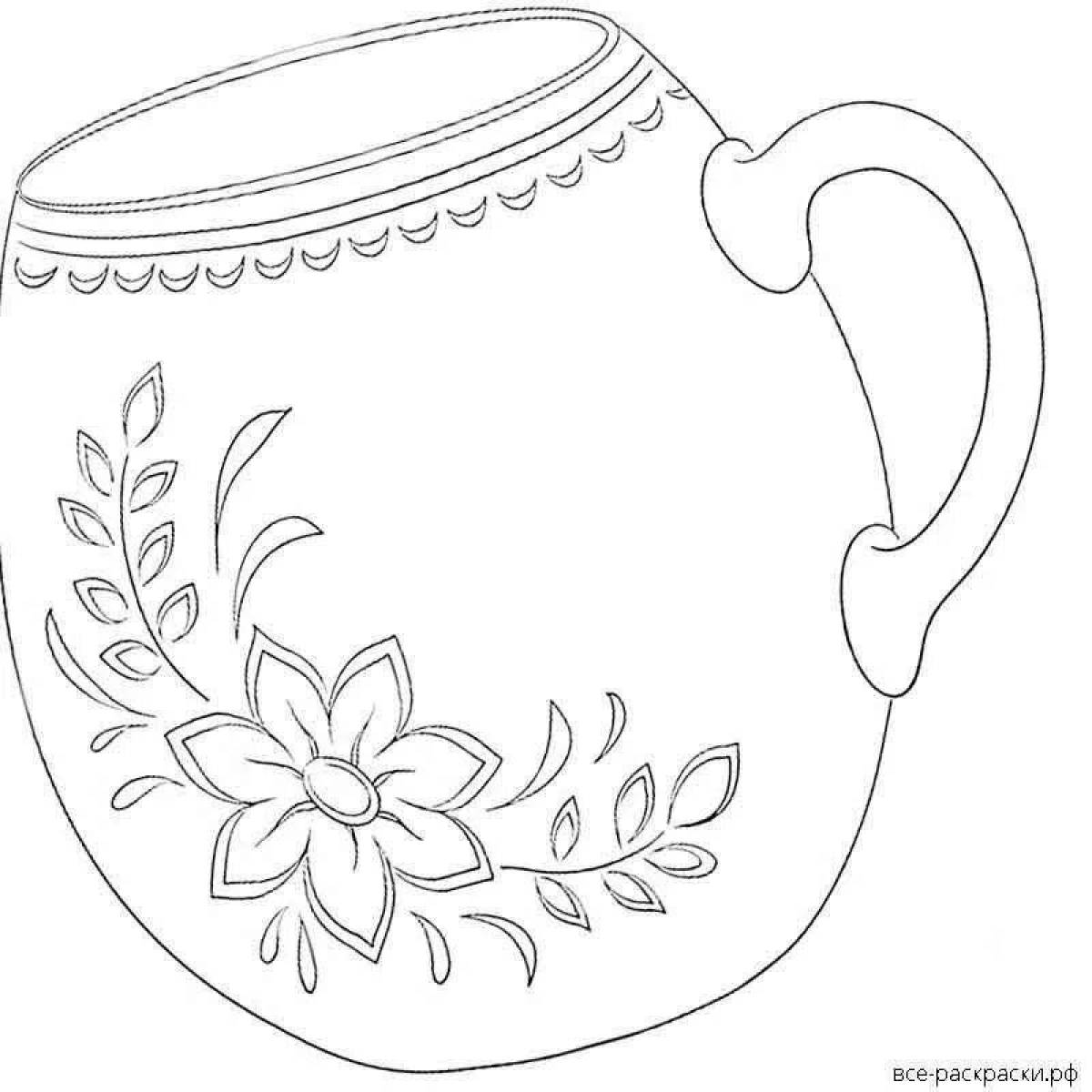 Coloring beautiful Gzhel vase