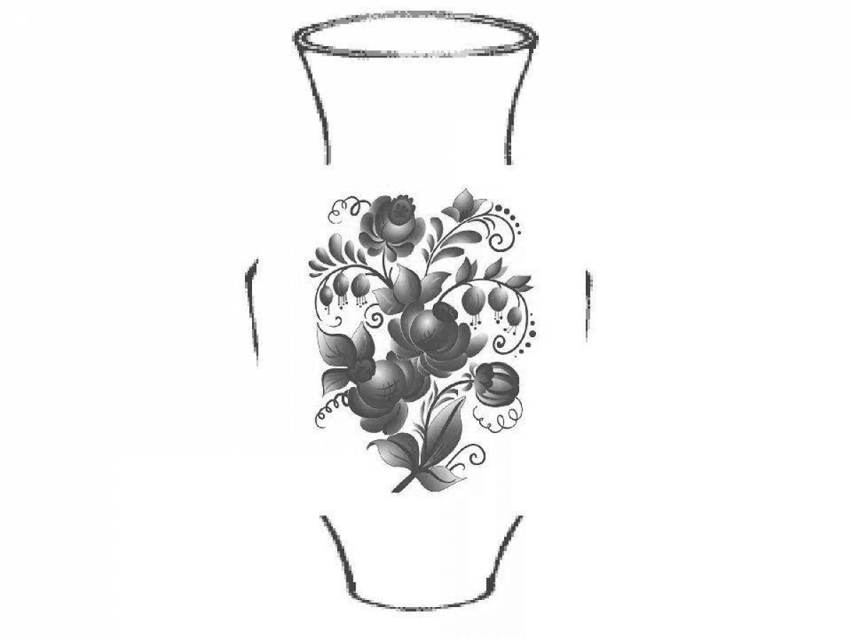 Привлекательная гжельская ваза раскраска