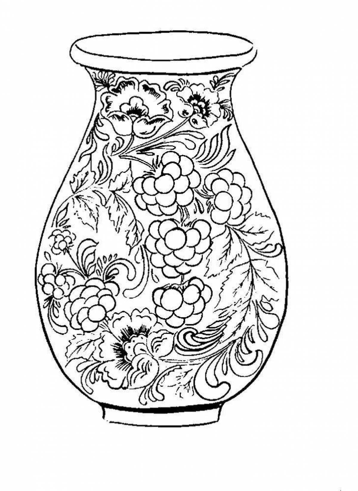Раскраска необычная ваза гжель