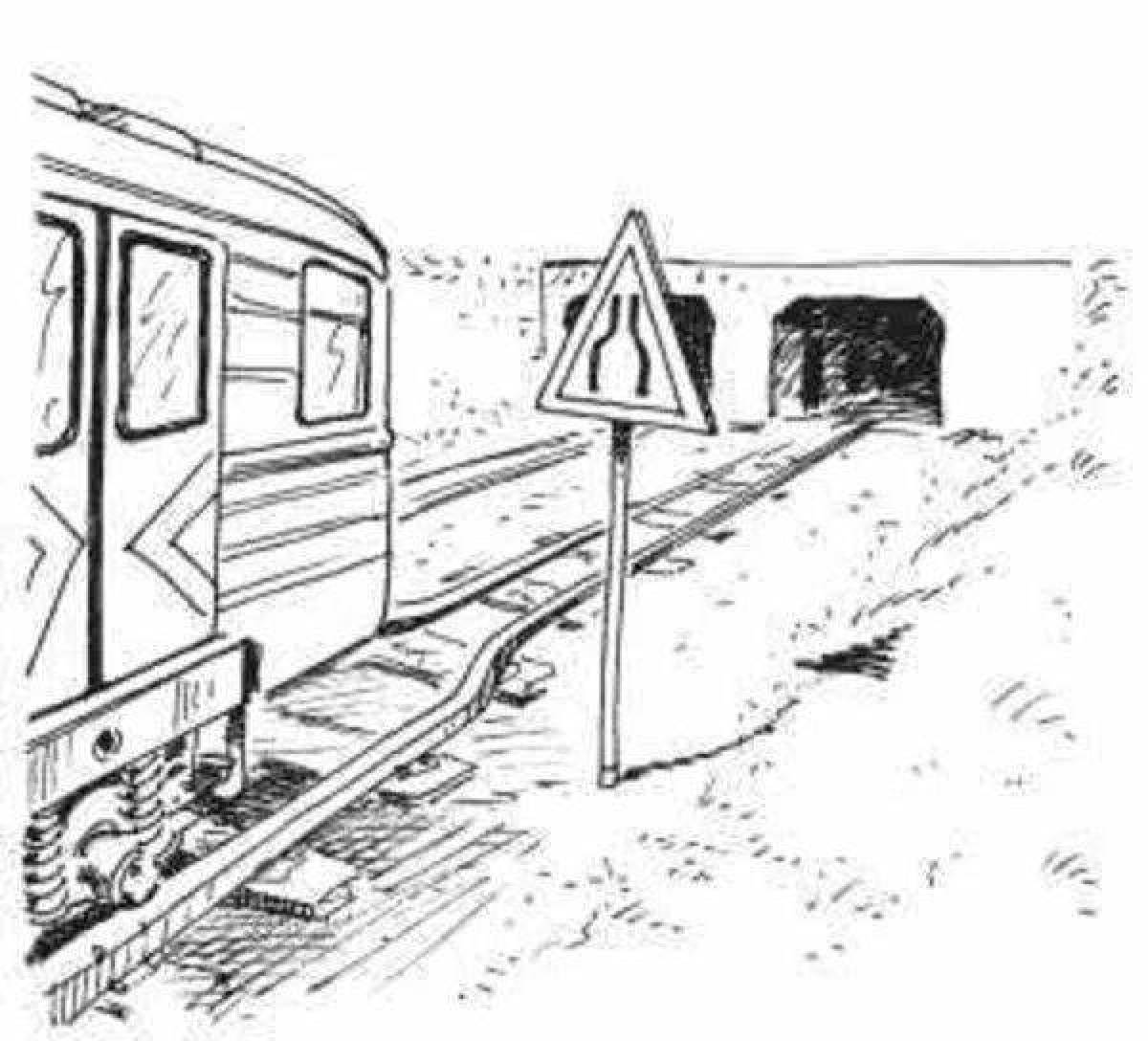Фото Раскраска эффектный железнодорожный переезд