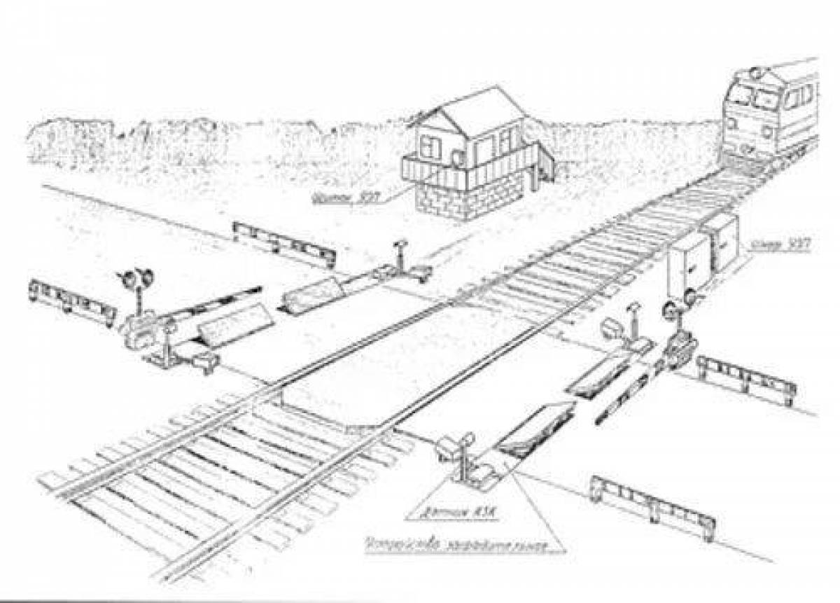 Coloring page hypnotic railroad crossing