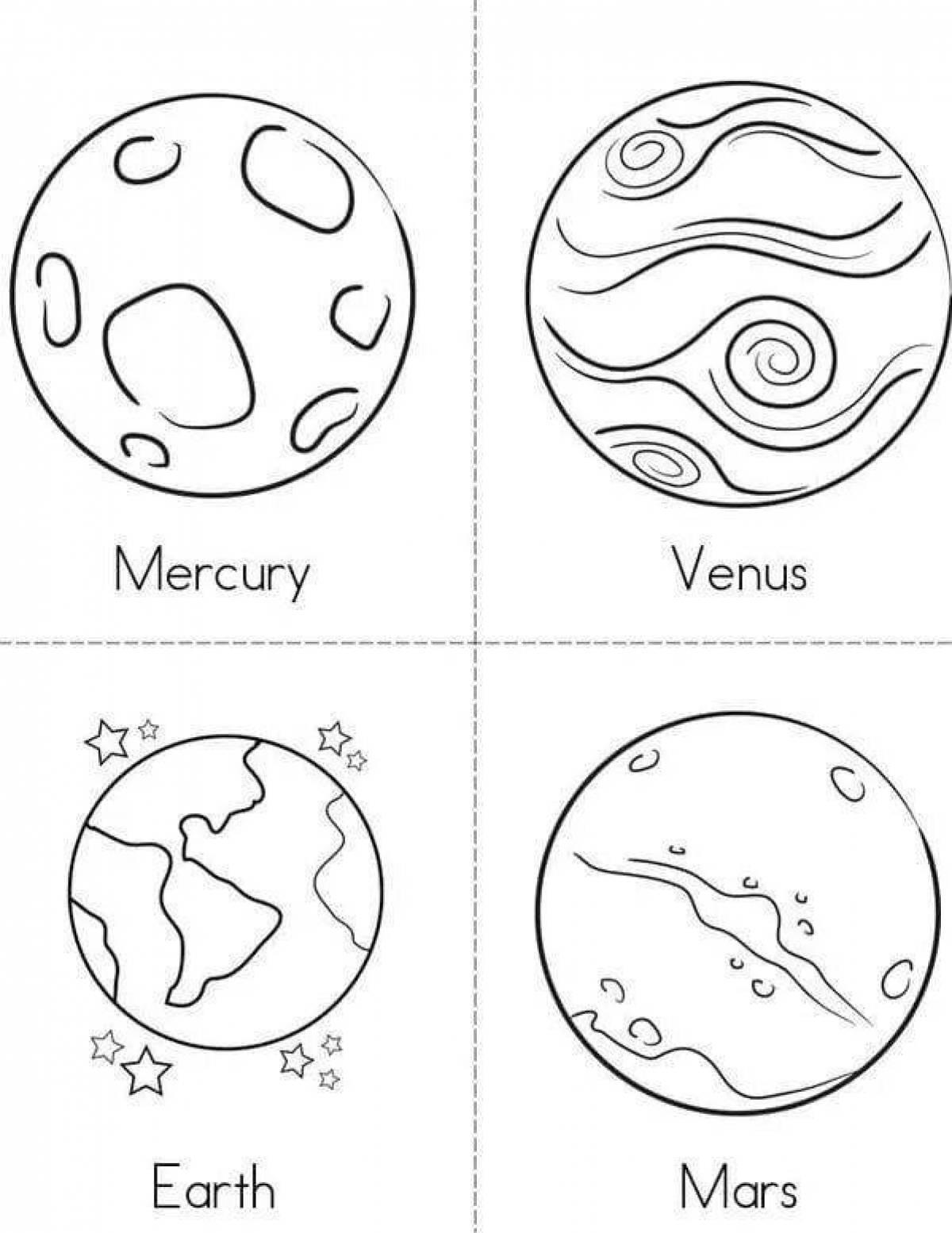 Раскраски планеты солнечной системы для детей Меркурий