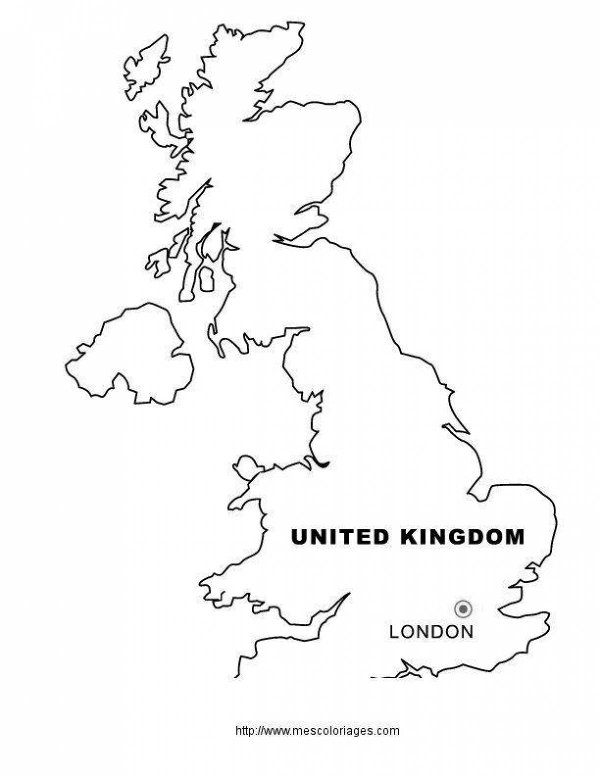 Карта Великобритании чёрно белая