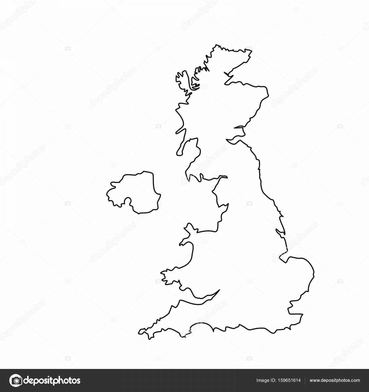 Очертания Великобритании на карте