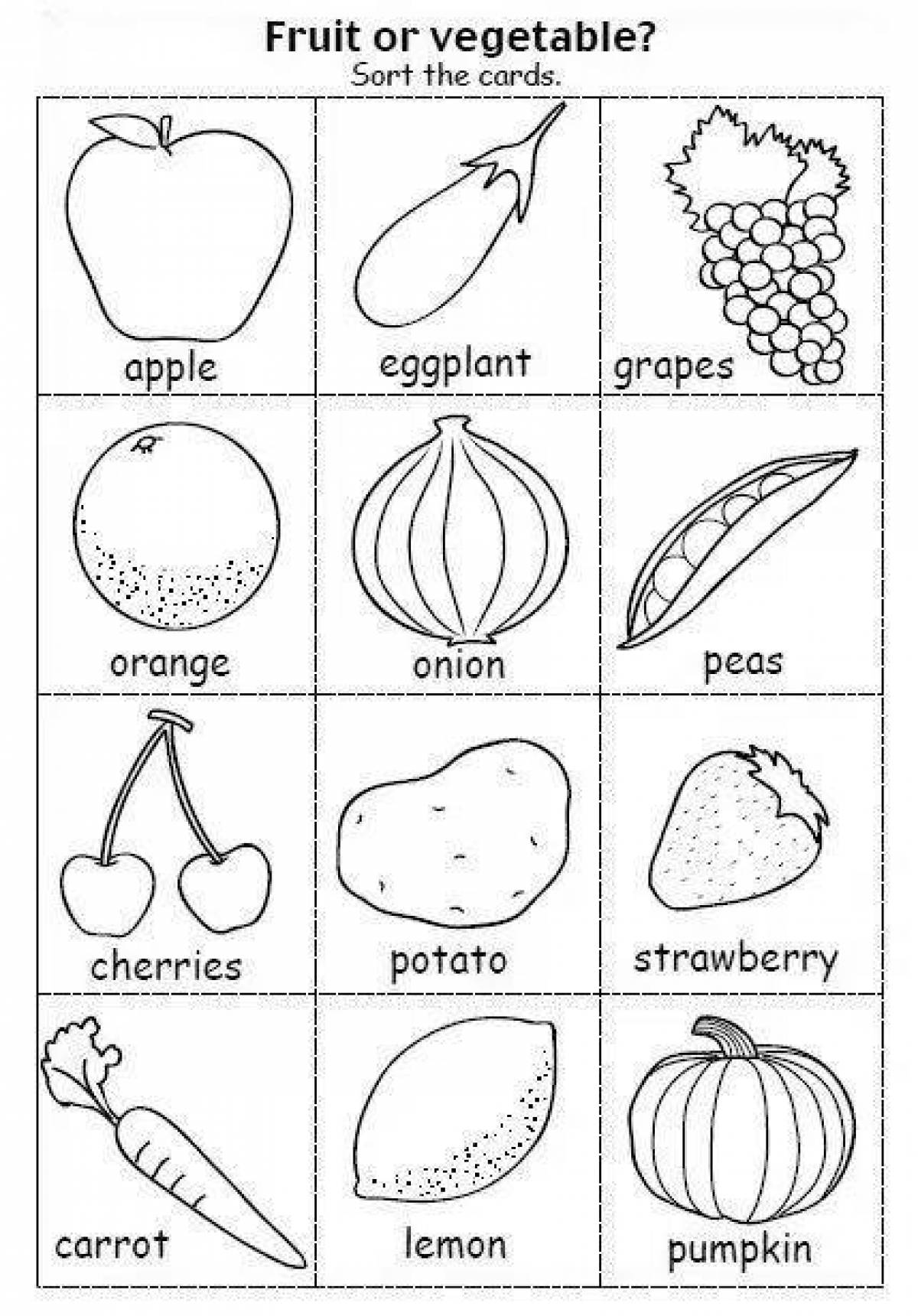 Овощи на английском для детей задания