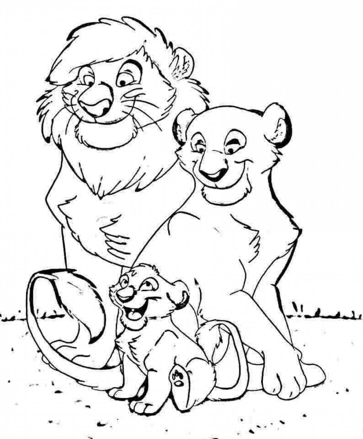 Лев и Львенок раскраска для детей