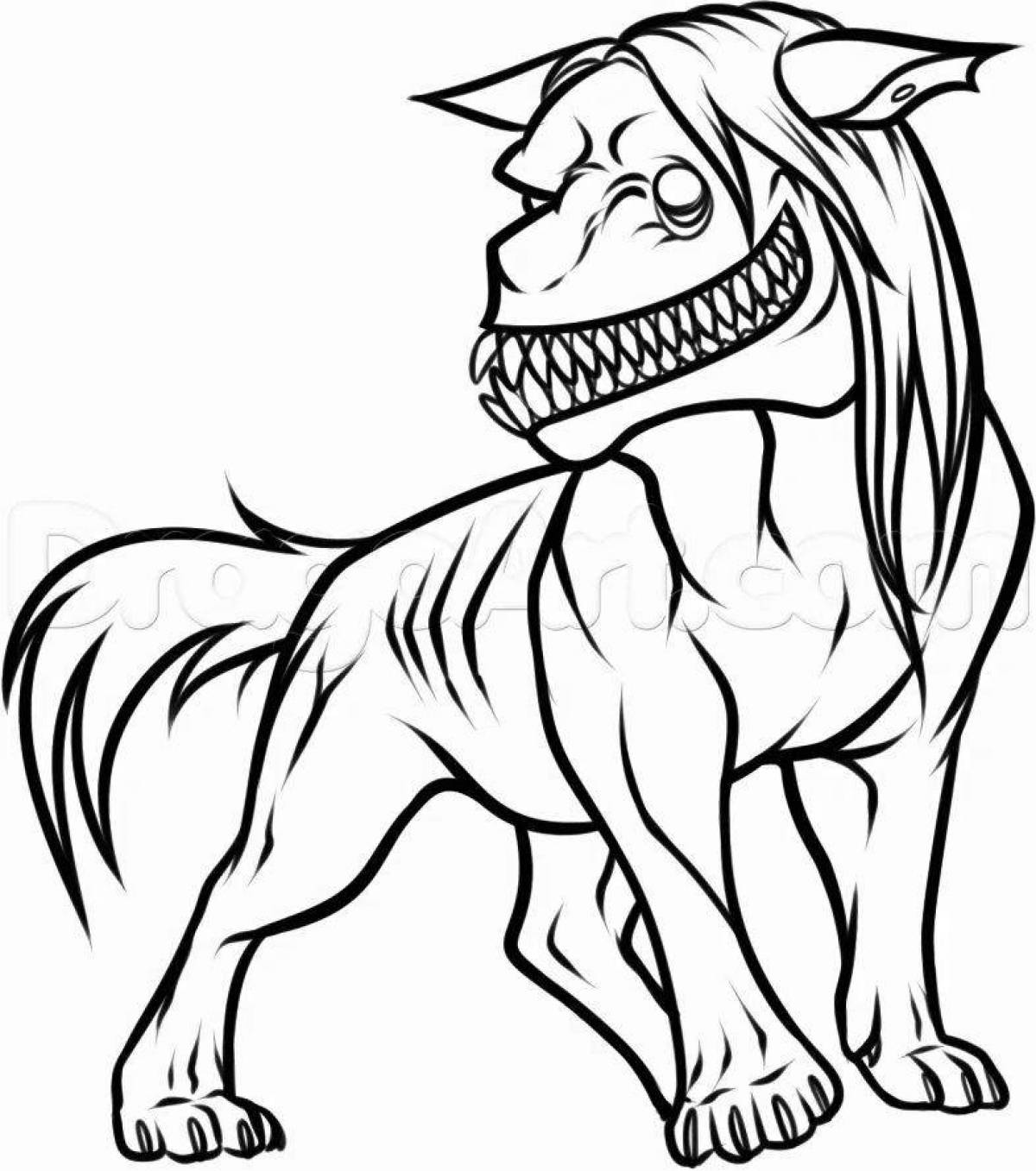 Angry dog ​​coloring page