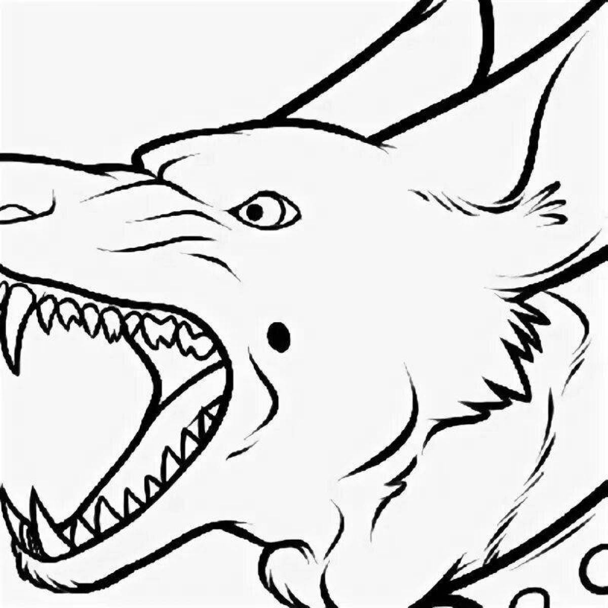 Coloring book ferocious angry dog