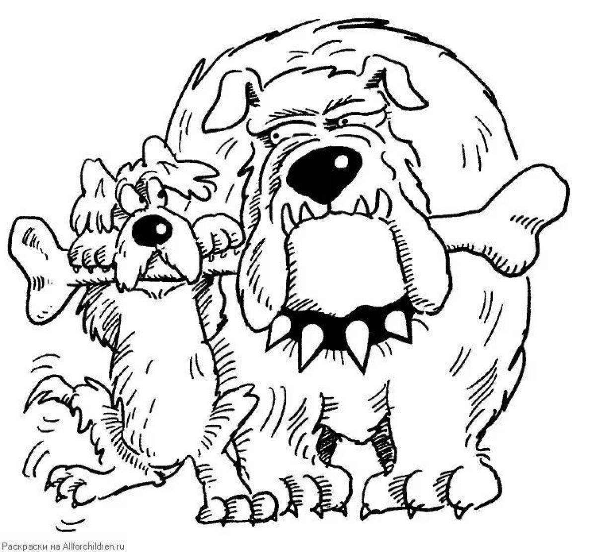 Aggressive angry dog ​​coloring page