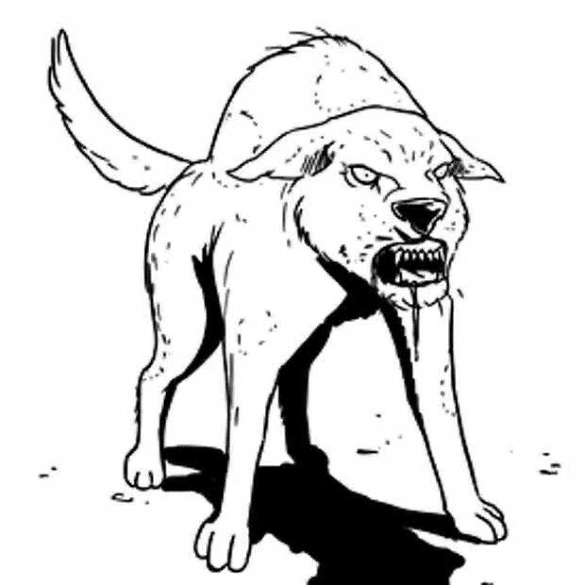 Анимированная страница раскраски злая собака