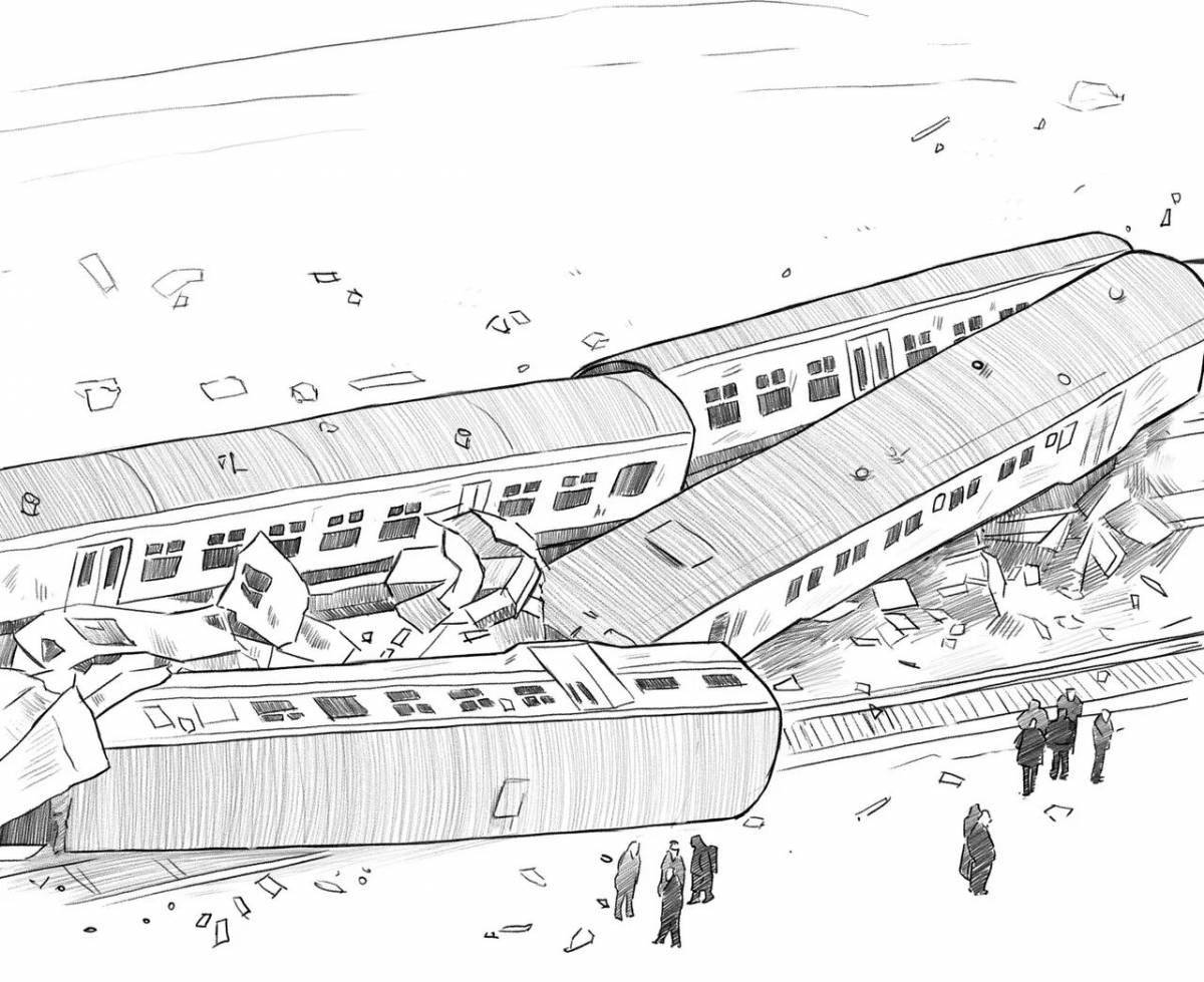 Coloring book of a funny double decker train