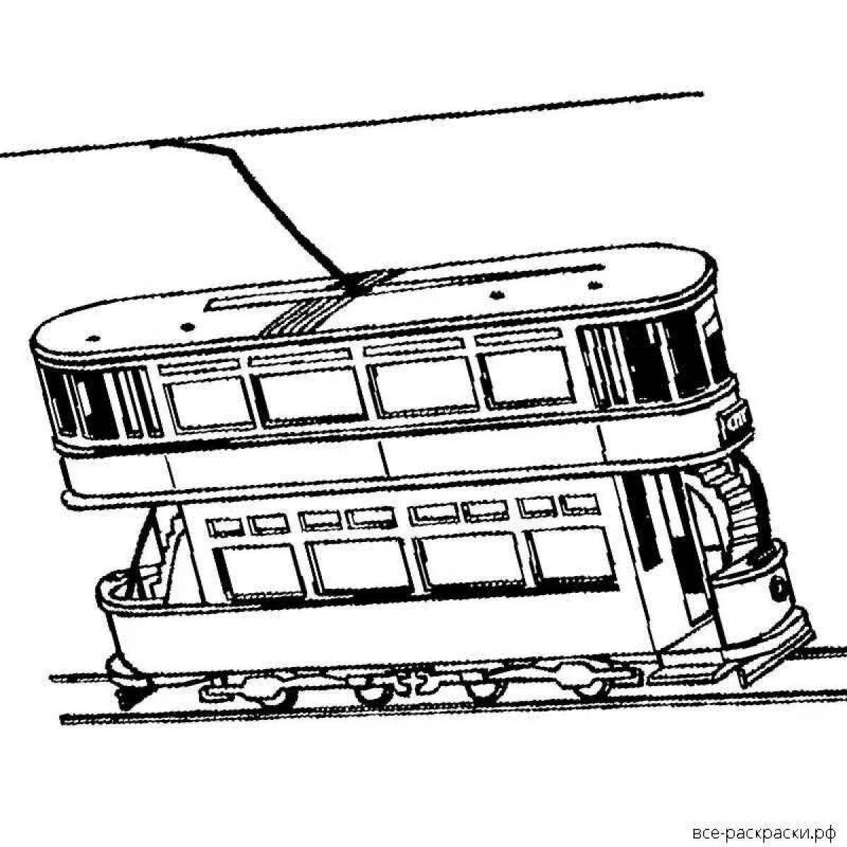 Фото Раскраска анимированный двухэтажный поезд