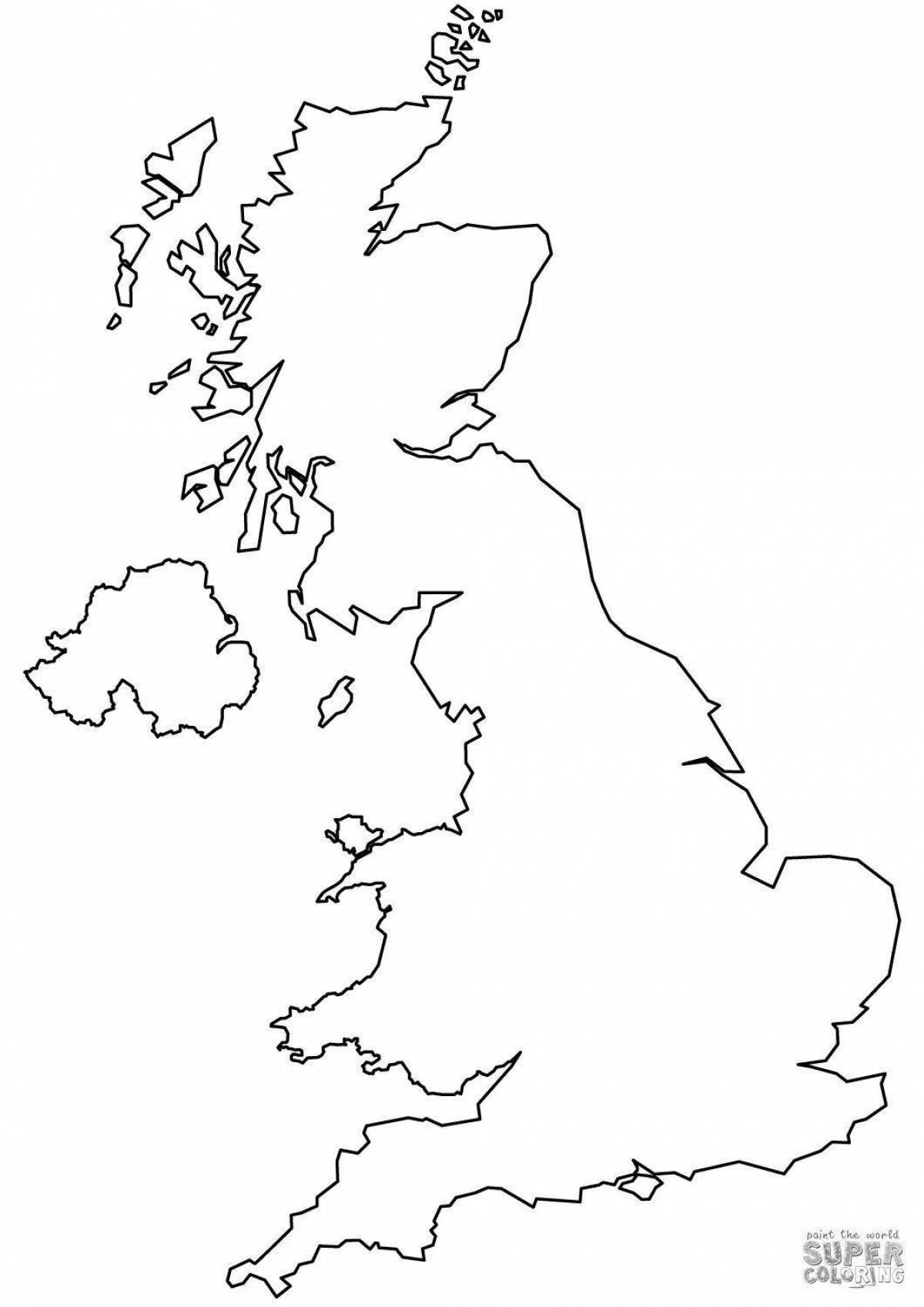 Фото Подробная страница раскраски карты великобритании