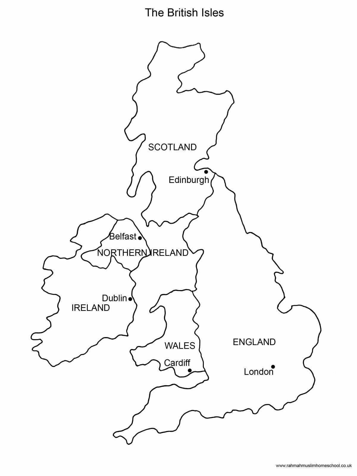 Фото Заманчивая страница раскраски карты великобритании