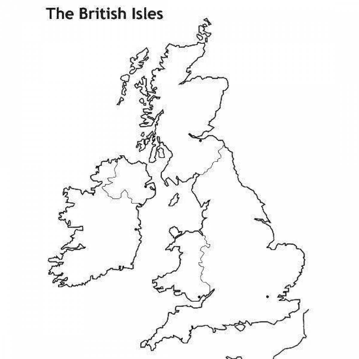 Exquisite UK map coloring page