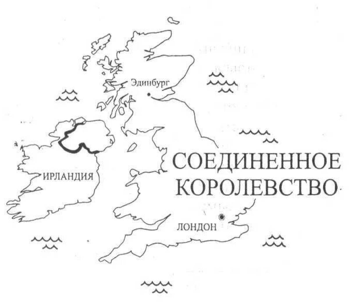 Фото Потрясающая страница раскраски карты великобритании