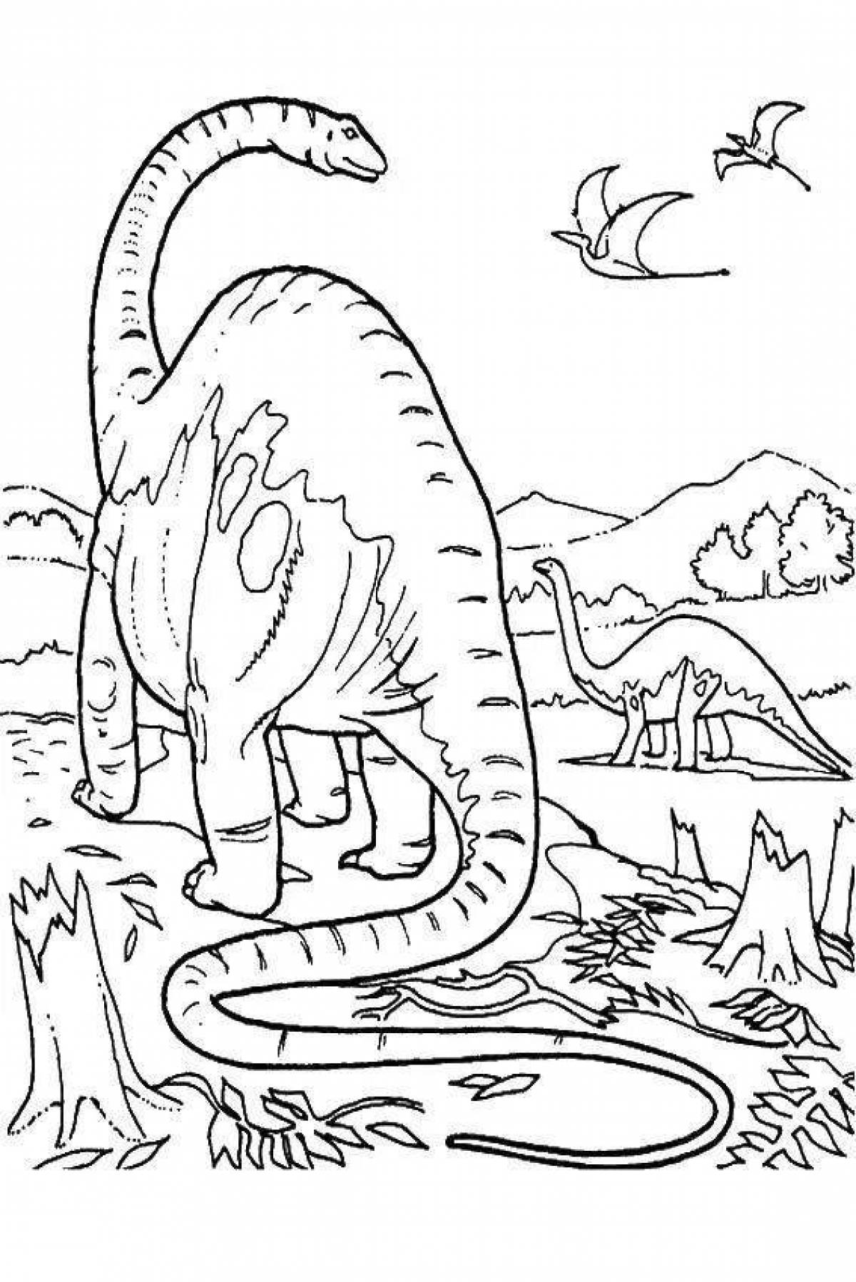 Фото Красочная страница раскраски динозавра диплодока