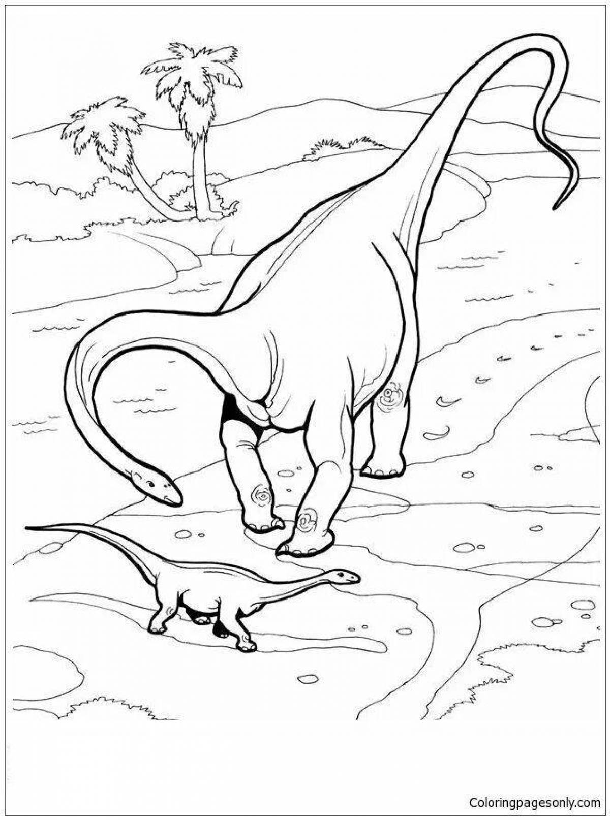 Раскраска яркий динозавр диплодок
