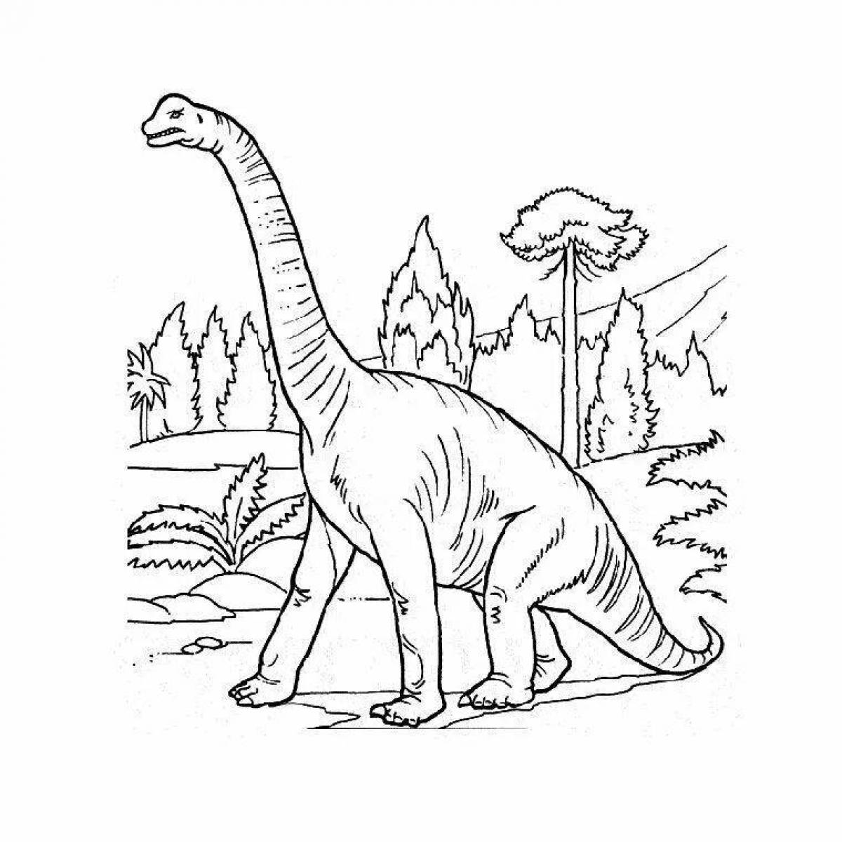 Фото Раскраска веселый диплодок динозавр
