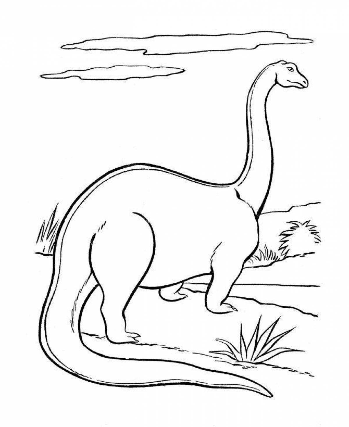 Фото Очаровательный динозавр-диплодок раскраска