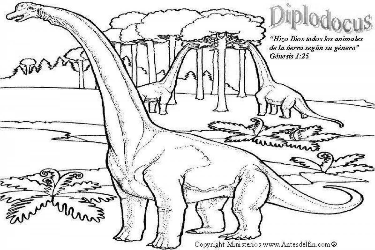 Фото Уникальная страница раскраски динозавра диплодока