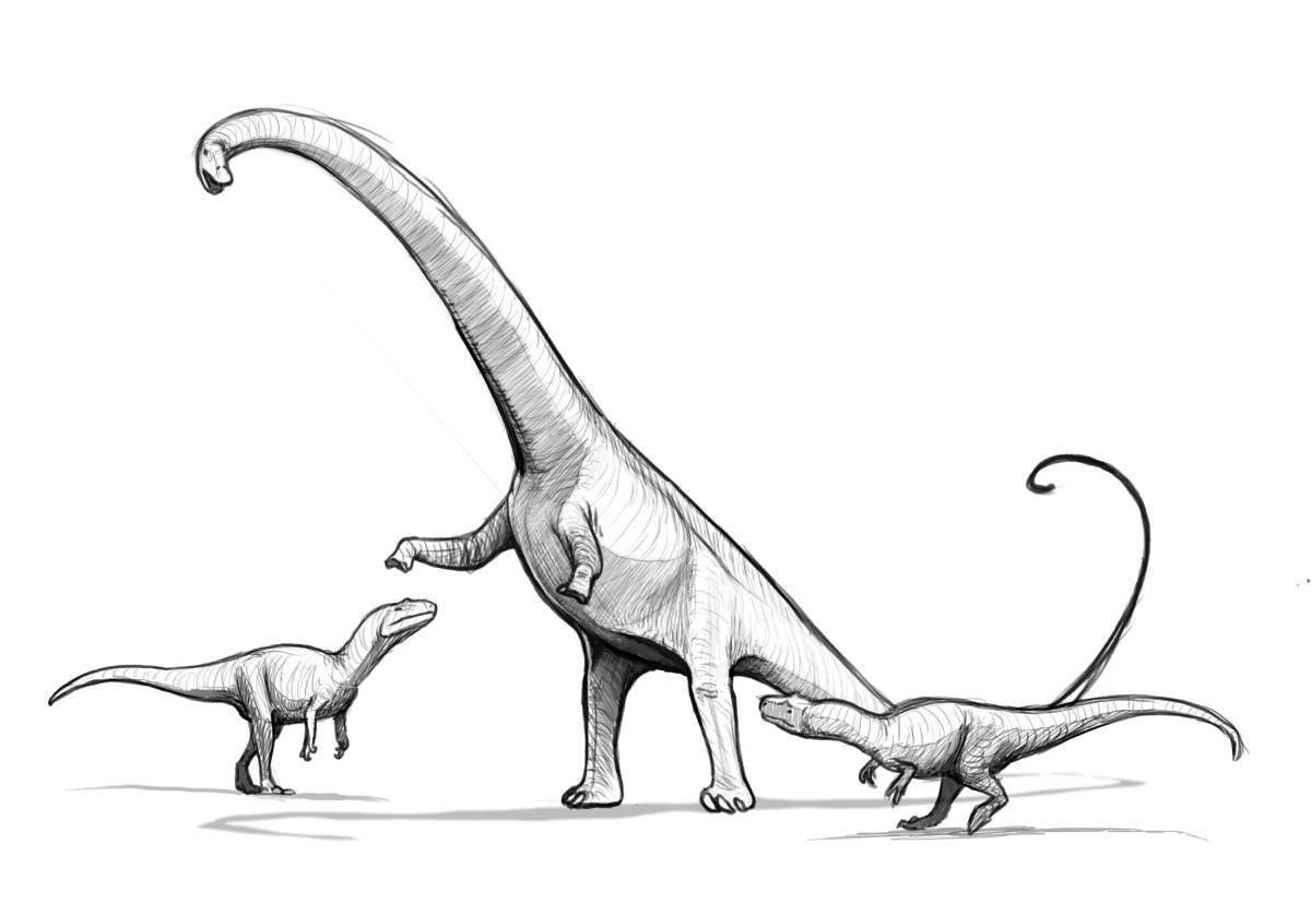 Фото Забавный динозавр-раскраска диплодок