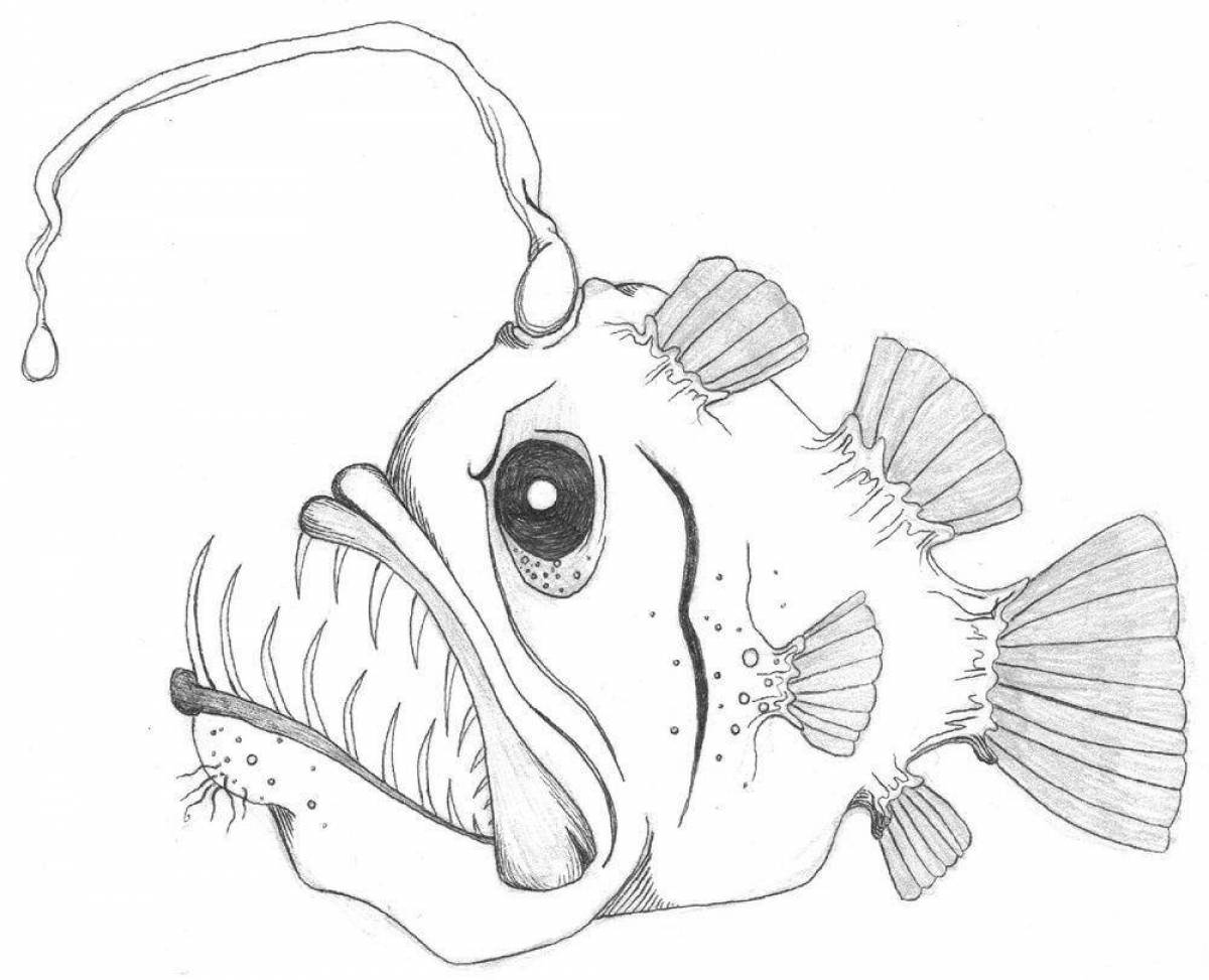 Фото Впечатляющая страница раскраски рыбы-удильщика