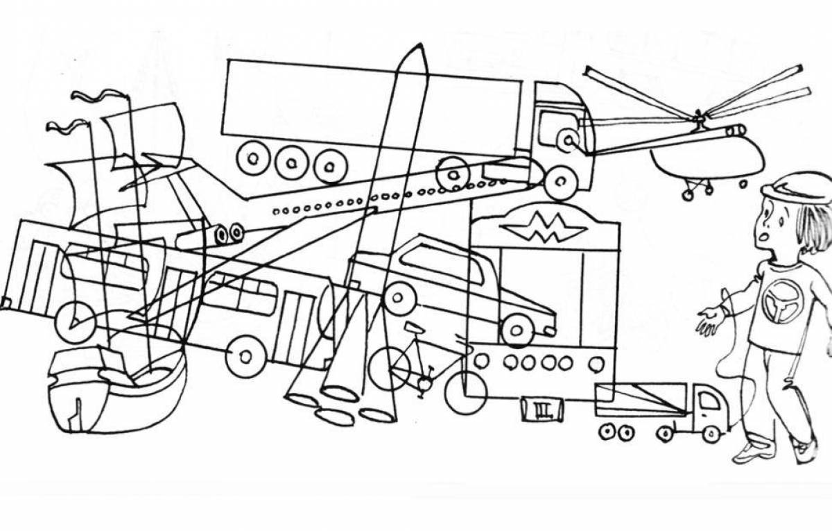Color-palooza transport preparatory group coloring page