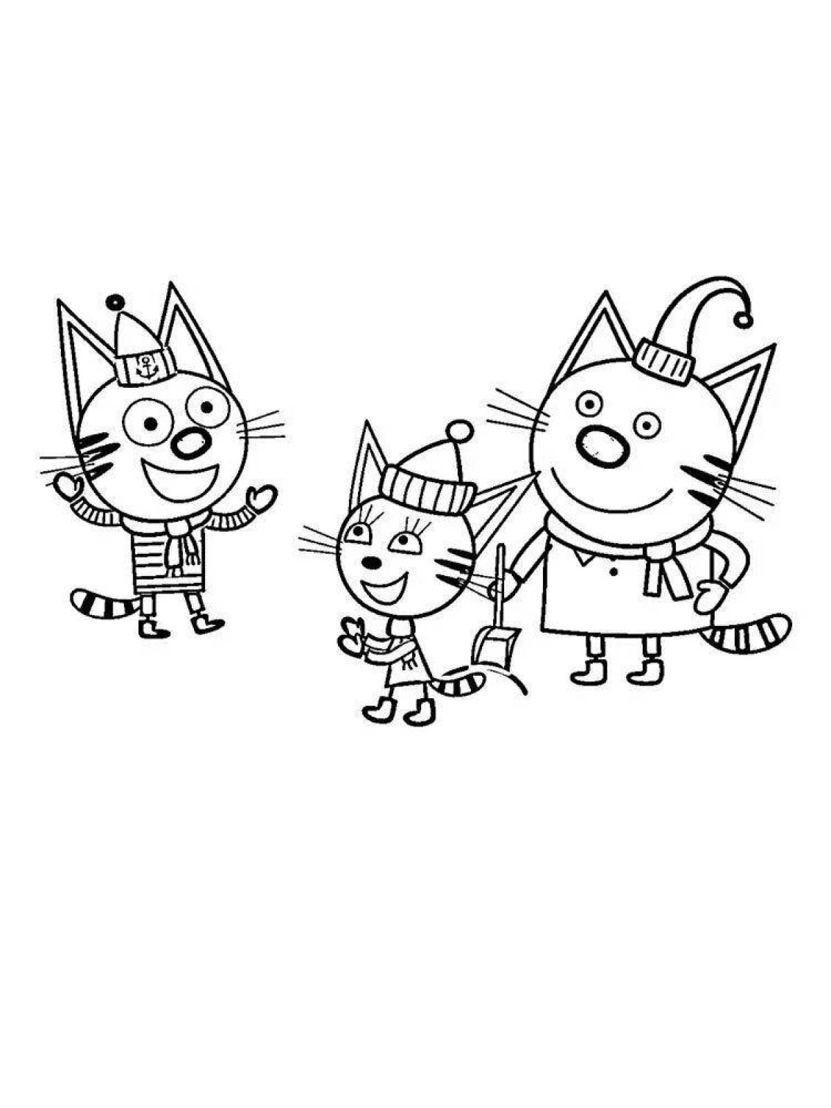 Фото Анимированный рисунок трех кошек
