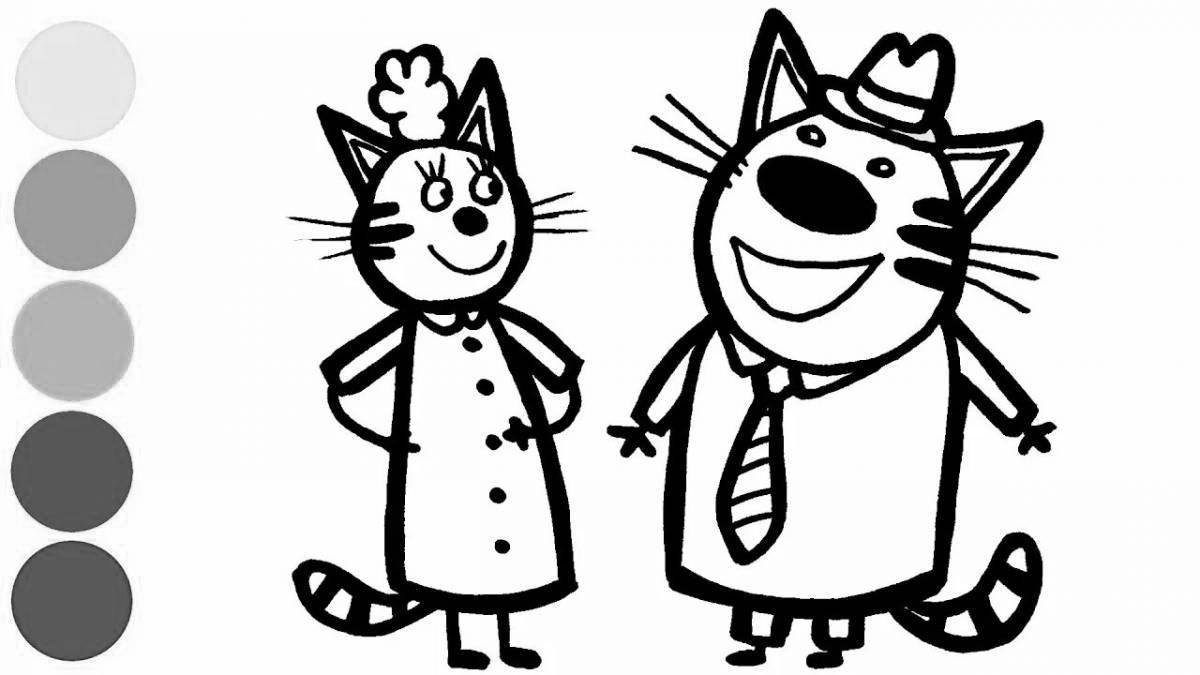 Фото Увлекательный рисунок трех кошек