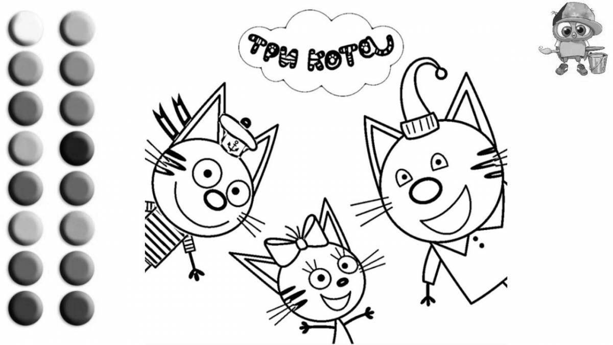 Фото Сияющий рисунок трех кошек