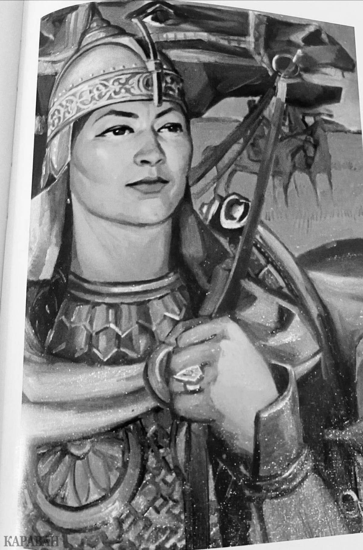 Фото Раскраска потрясающая королева саков томирис