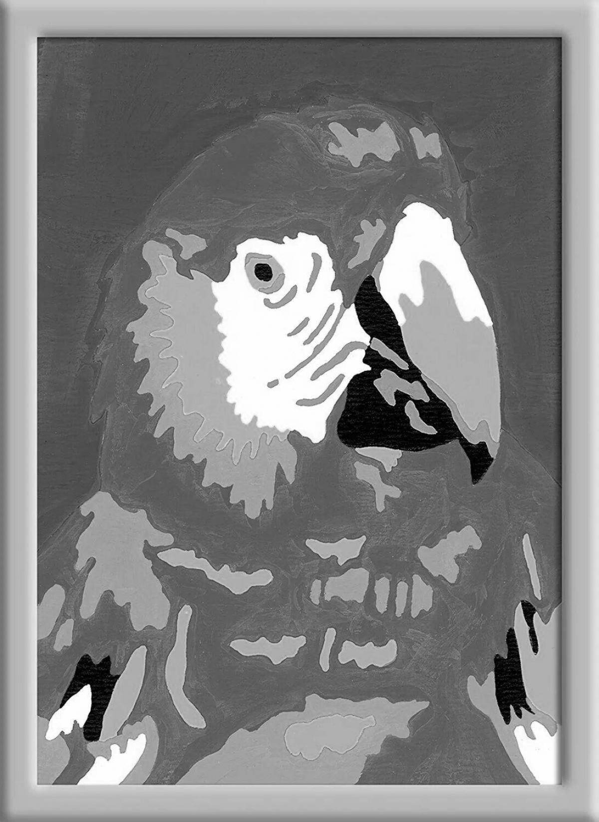 Фото Анимированная раскраска попугай по номерам